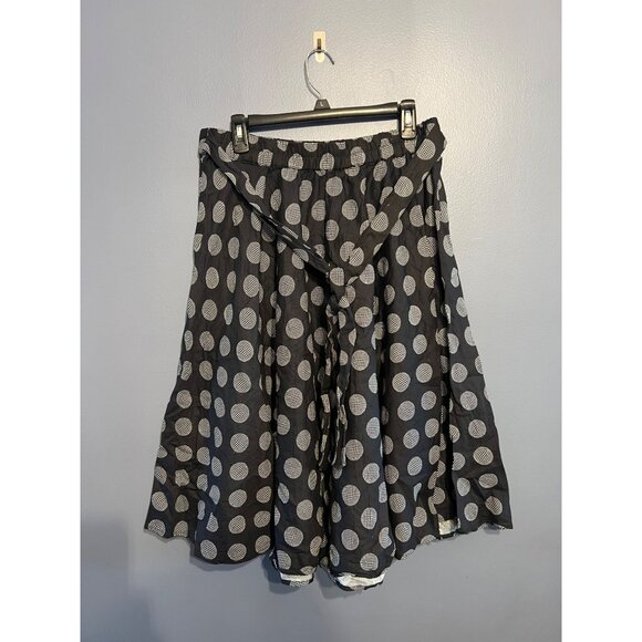 NWT Flint & Moss Skirt Sz Med Flared‎ A-Line With Tie Black & White Polka Dots - Picture 1 of 7
